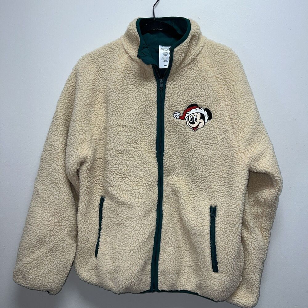 Disney Parks Christmas Santa Mickey Mouse Polar Fleece Jacket, Size M